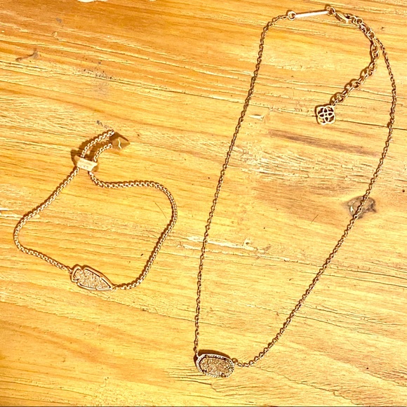 Kendra Scott Dusty Rose Gold Necklace AND Bracelet - Picture 2 of 6